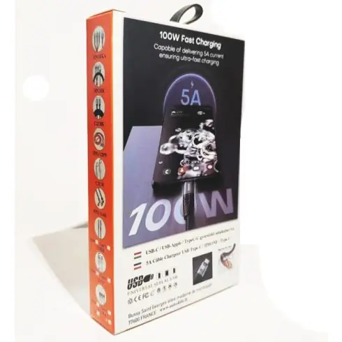 Újdonság AL Gyorstöltő adatkábel USB - TYPE-C - APPLE 1m5A 100W 12163