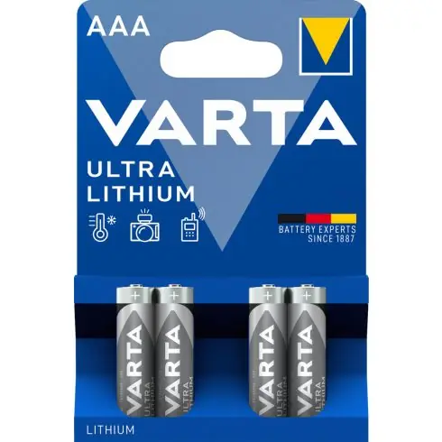 Végkiárusítás VARTA ULTRA LITHIUM mikro/ AAA/ LR03 elem BL4 6103301404