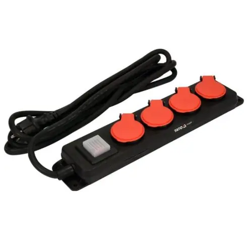 Akció YATO Elektromos hosszabbító 4-es elosztó 3m, 3x1,5 mm² YT-81241