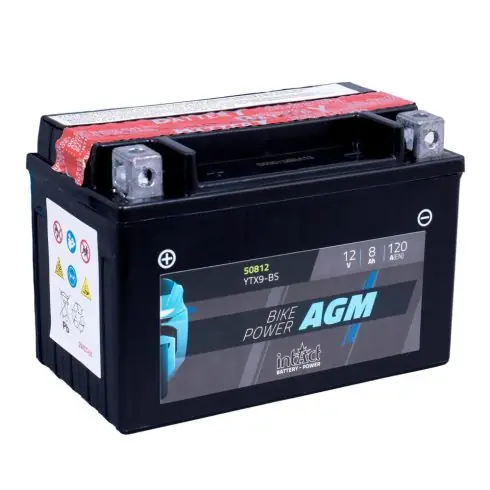 Vedd meg most IntAct - 12v 8ah - AGM motor akkumulátor - bal+ * YTX9-BS