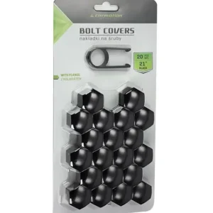 Akciós ár Kerékanya, kerékcsavar kupak készlet fekete, peremes 21 mm-es, Carmotion 86919/J-21309