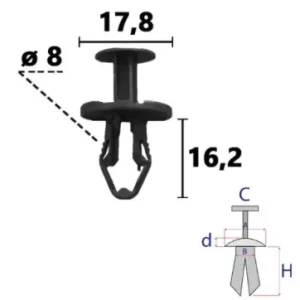 Outlet Tesla lökhárító és motortér-burkolat rögzítő patent több típushoz OE: 112803400B, C70861 (1 db) [31]