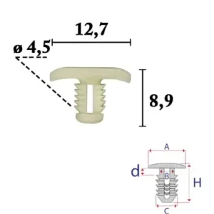 Olcsó Volkswagen, Skoda ajtótömítő, ajtószigetelő gumi rögzítő patent több típushoz OE: 1Z0837732, 1K8837732, Romix C70629 (1 db) [23]