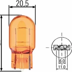 12V 21W sárga, foglalat nélküli, üvegfejű sárga izzó WY21W Hella 8GP009021-002 Ne maradj le