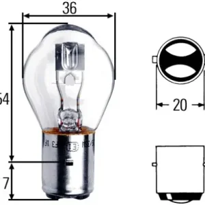 12V 25/25W fényszóró izzó Hella 8GD008897-121 BA20d Árengedmény