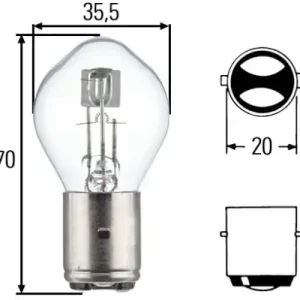 Népszerű 12V 35/35W fényszóró izzó Hella 8GD002084-131 BA20d