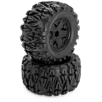 Kedvezmény TERRAMAX 140/73mm ragasztott gumi, fekete korongok 12mm-es hatszögletű nyílással, 2 db.