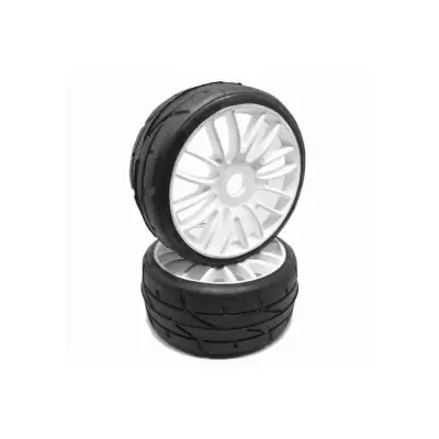 Csak ma PMT 1/8 GT RALLY 18 "Soft" keverék - ragasztott, fehér Q3 kerekek, 2 db.