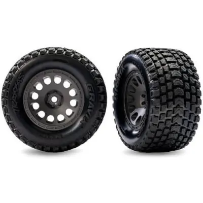 Traxxas kerék 2.1/2.6", szénszürke tárcsa, Gravix gumik (elöl) (2) Biztonságos vásárlás