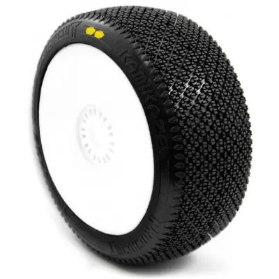 Árcsökkenés KAMIKAZE V2 BUGGY S2 (LÁGY) ragasztott gumik, fehér tárcsák, 2 db.