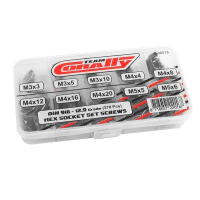 Prémium Állító csavarok - készlet/box - M3 - M4 - M5 fekete, acél, 370 db.