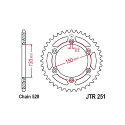 JTR251 Hátsó lánckerék Expressz kézbesítés