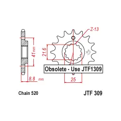 Ingyenes szállítás JTF309 első lánckerék