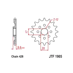 Biztonságos fizetés JTF1905 első lánckerék