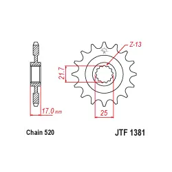 JTF1381 első lánckerék Expressz szállítás
