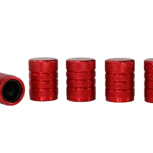 Alumínium szelepsapka műanyag menetes betéttel, 5 db, piros Népszerű