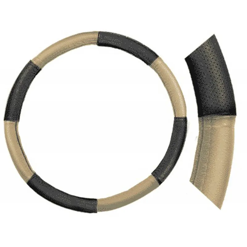 Bőr kormányvédő fekete - bézs Outlet