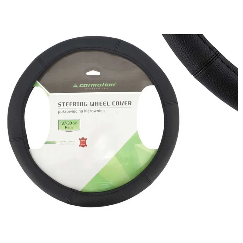 Fekete bőr kormányvédő - 37-39 cm Expressz kézbesítés