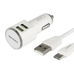 Szuper akció WAYME töltő 12/24V, 2x USB 3.4A + kábel USB-C csatlakozóval
