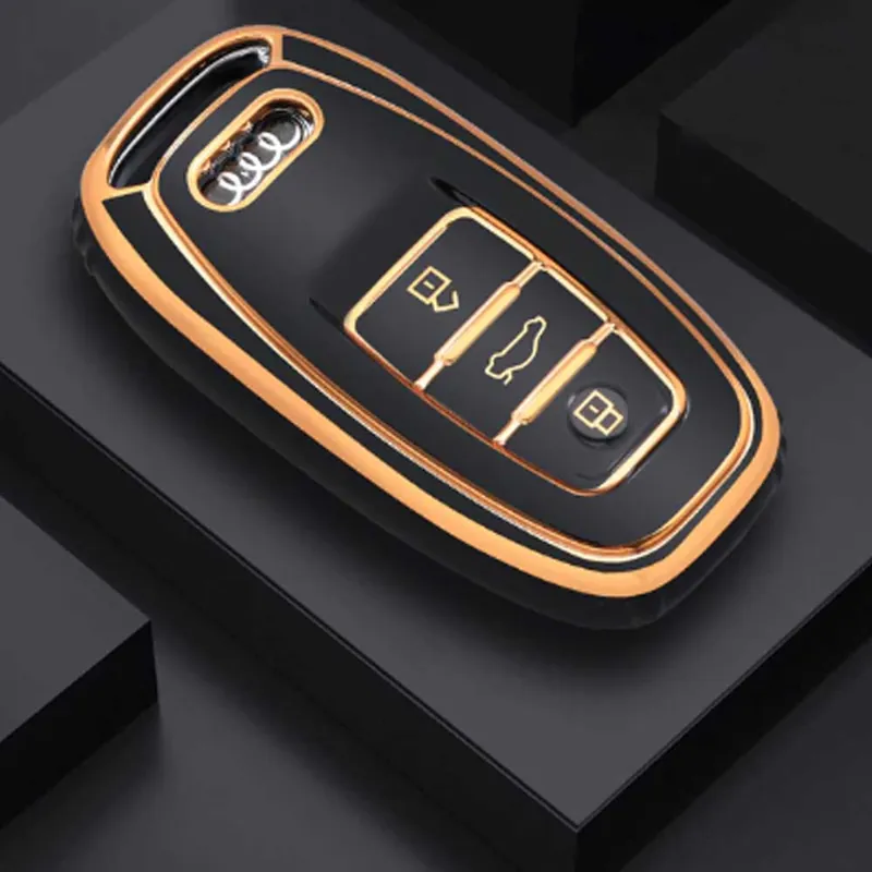 Biztonságos fizetés Audi kulcs TPU tok 3 gombos - Fekete