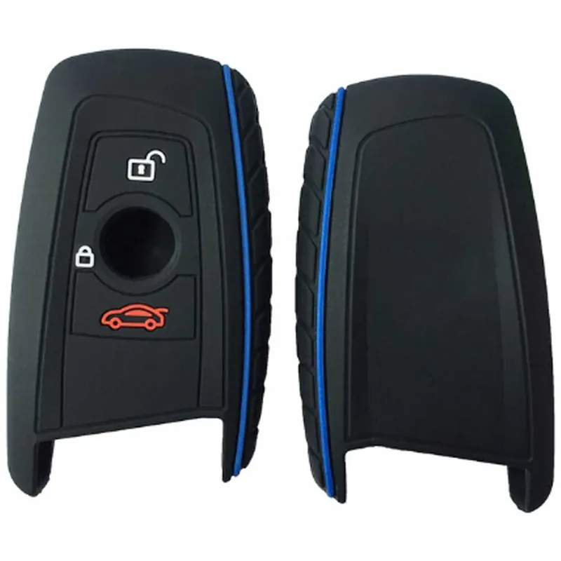 Végkiárusítás BMW kulcs szilikon tok 3 gombos Fekete/kék