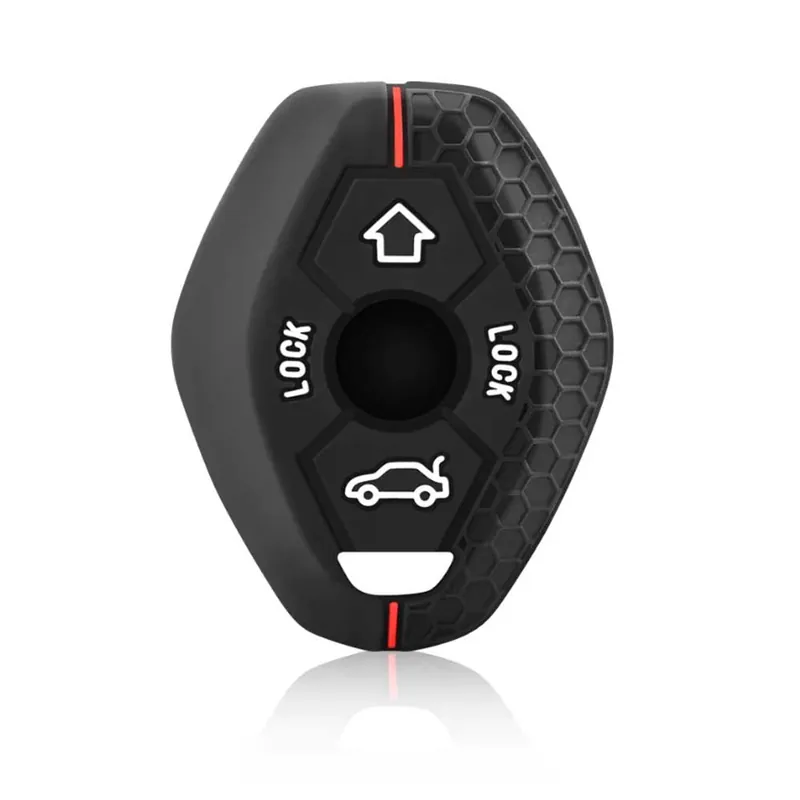 Gyors szállítás BMW kulcs szilikon tok 4 gombos Fekete-Piros