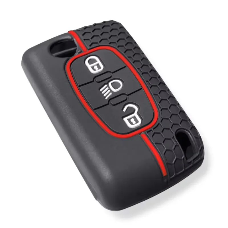 Citroen 3 gombos szilikon tok Fekete-Piros Expressz szállítás