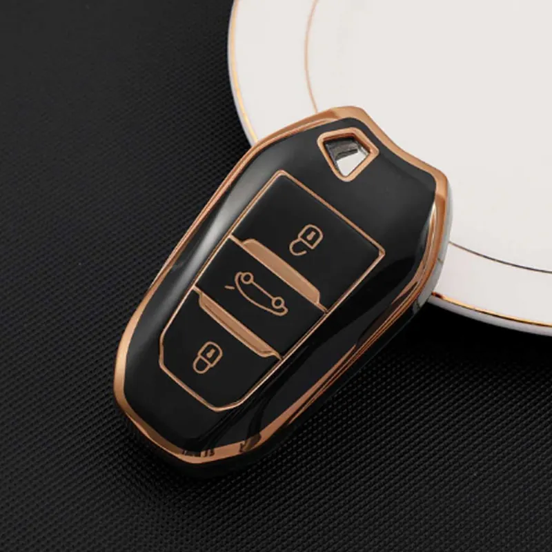 Szuper ajánlat Citroen 3 gombos TPU kulcstok - Fekete