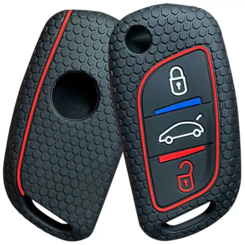 Citroen kulcs szilikon tok 3 gombos Fekete Akció
