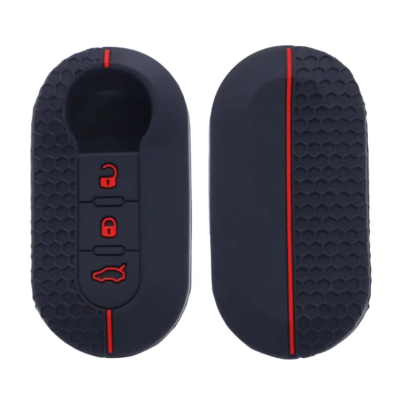 Legnépszerűbb Fiat 3 gombos szilikon tok Fekete-Piros