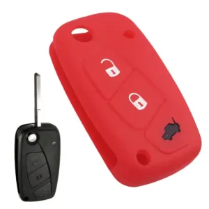 Végkiárusítás Fiat bicskakulcs szilikon tok 3 gombos piros