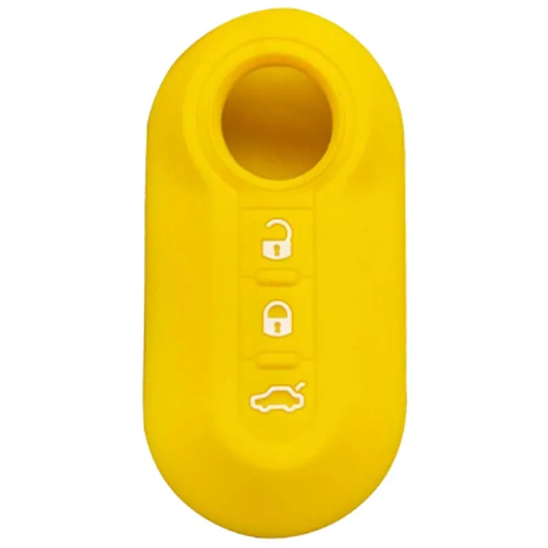 Fiat kulcs szilikon tok 3 gombos sárga Prémium