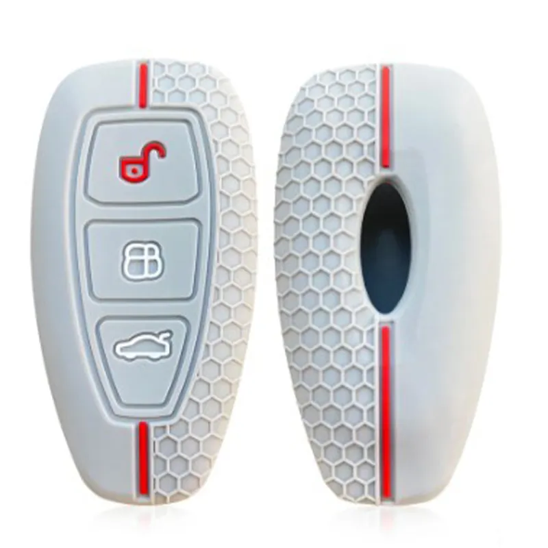 Ford kulcs szilikon tok 3 gombos - Szürke / Piros Újdonság