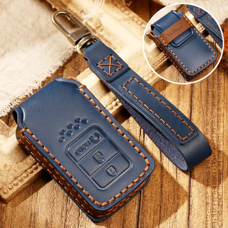 Expressz kézbesítés Honda 3 gombos bőr kulcs tok - Sötétkék