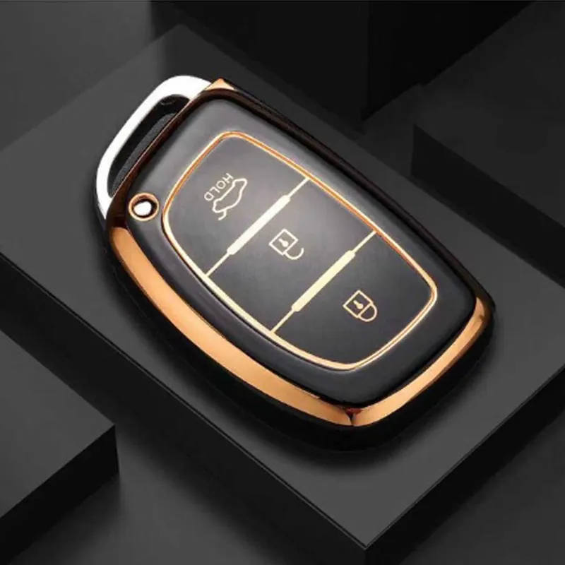 Végkiárusítás Hyundai 3 gombos TPU kulcstok - Fekete