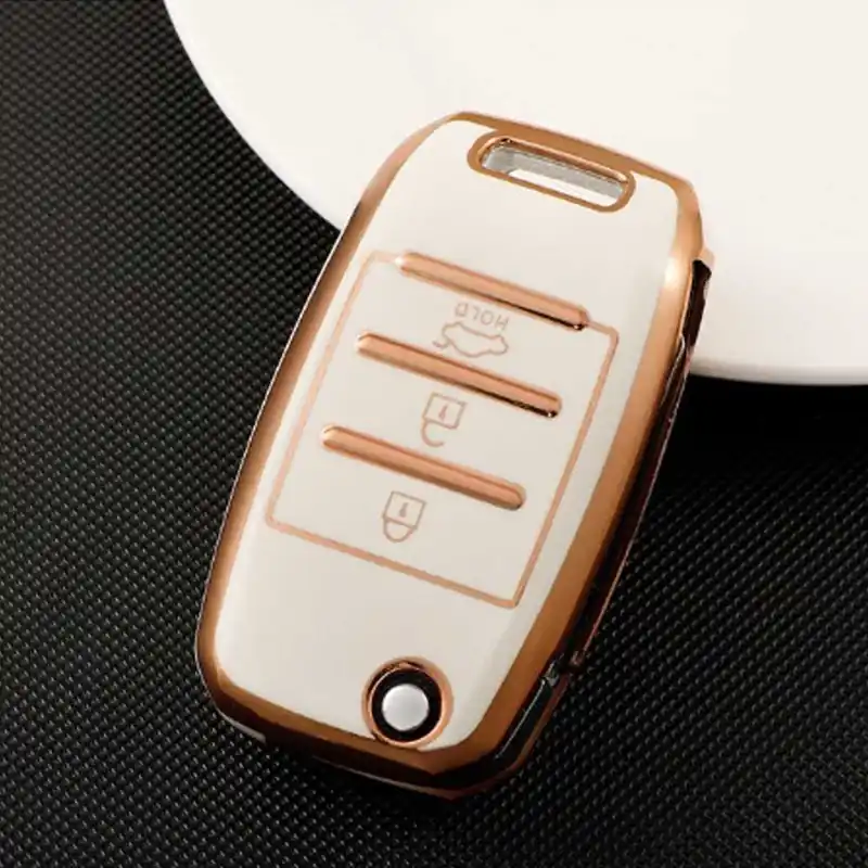 Utolsó esély Kia 3 gombos TPU kulcstok - Krémfehér