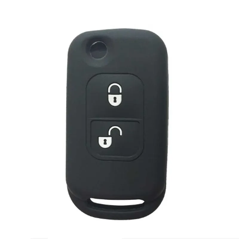 Újdonság Mercedes 2 gombos szilikon tok - Fekete