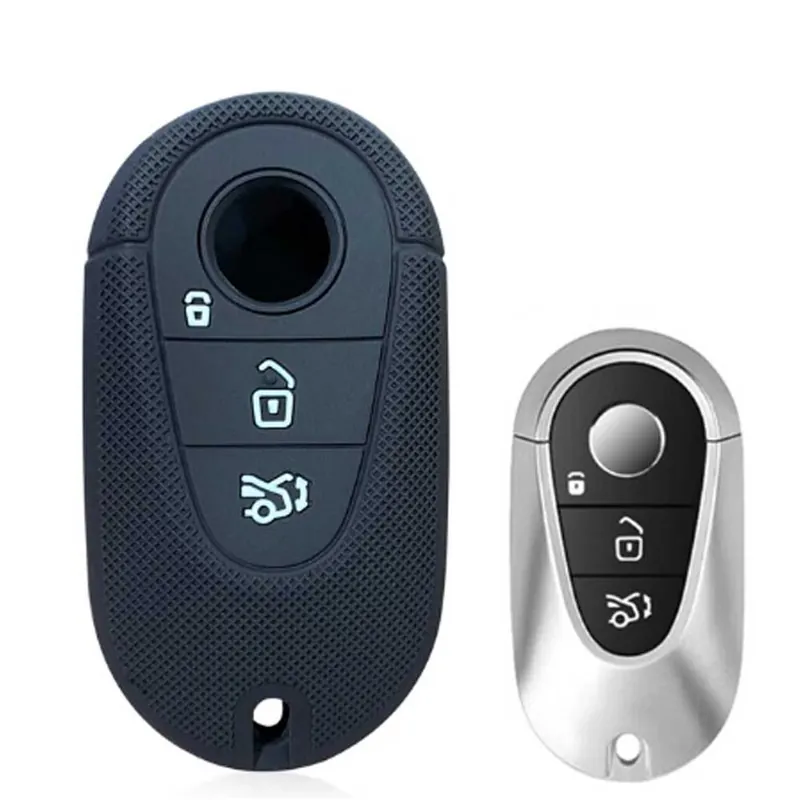 Mercedes 3 gombos szilikon tok - Fekete Azonnali szállítás