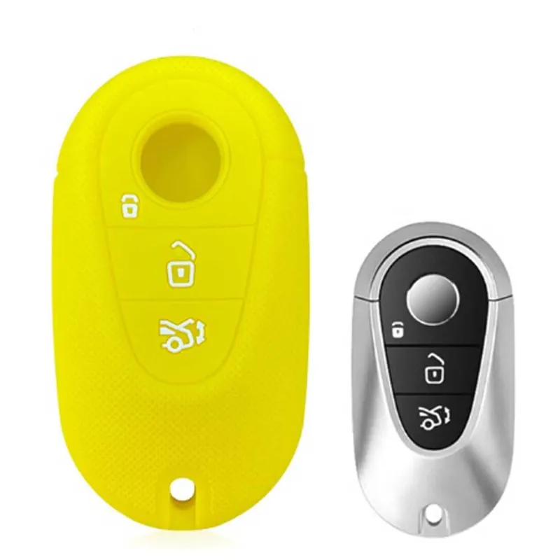 Mercedes 3 gombos szilikon tok - Sárga Bestseller