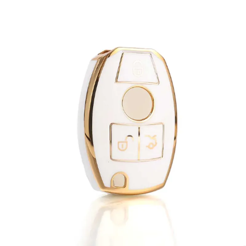 Expressz kézbesítés Mercedes 3 gombos TPU kulcstok - Krémfehér