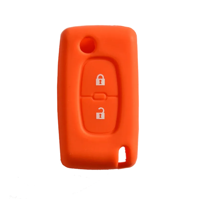 Peugeot 2 gombos szilikon tok NARANCSSÁRGA Prémium