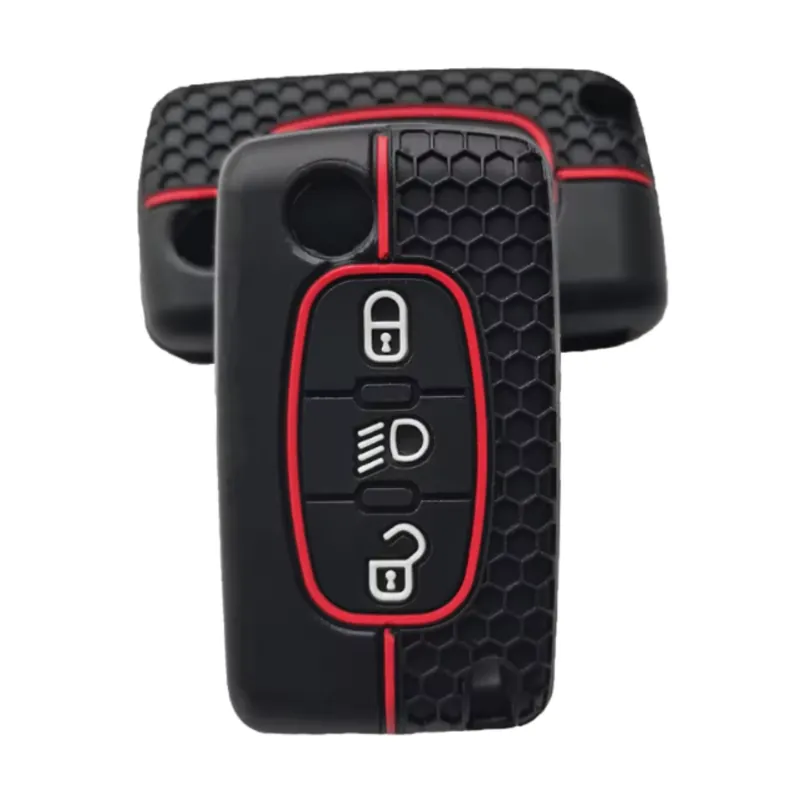 Peugeot 3 gombos szilikon tok Fekete-Piros Bestseller