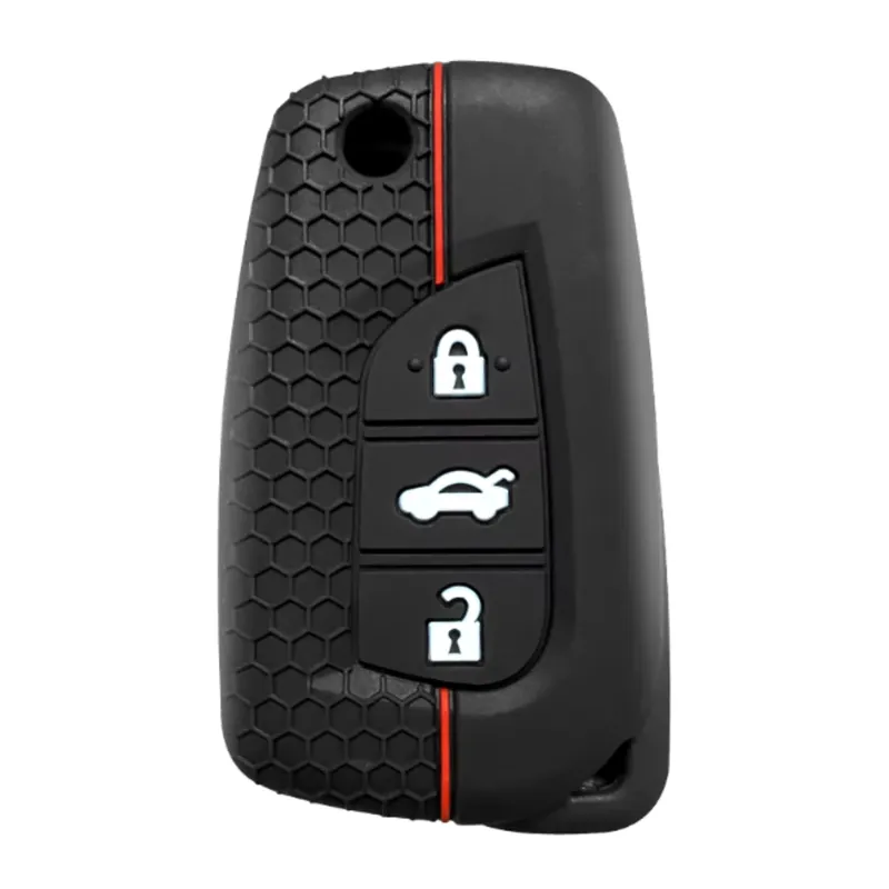 Népszerű Peugeot 3 gombos szilikon tok Fekete-Piros