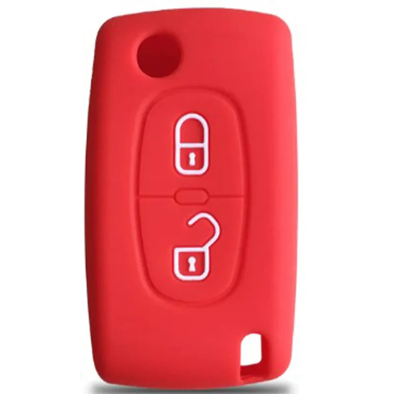 Peugeot kulcs szilikon tok 2 gombos - Piros Ingyenes szállítás