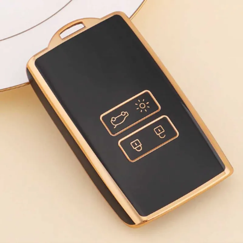 Olcsó Renault 4 gombos TPU kulcstok - Fekete