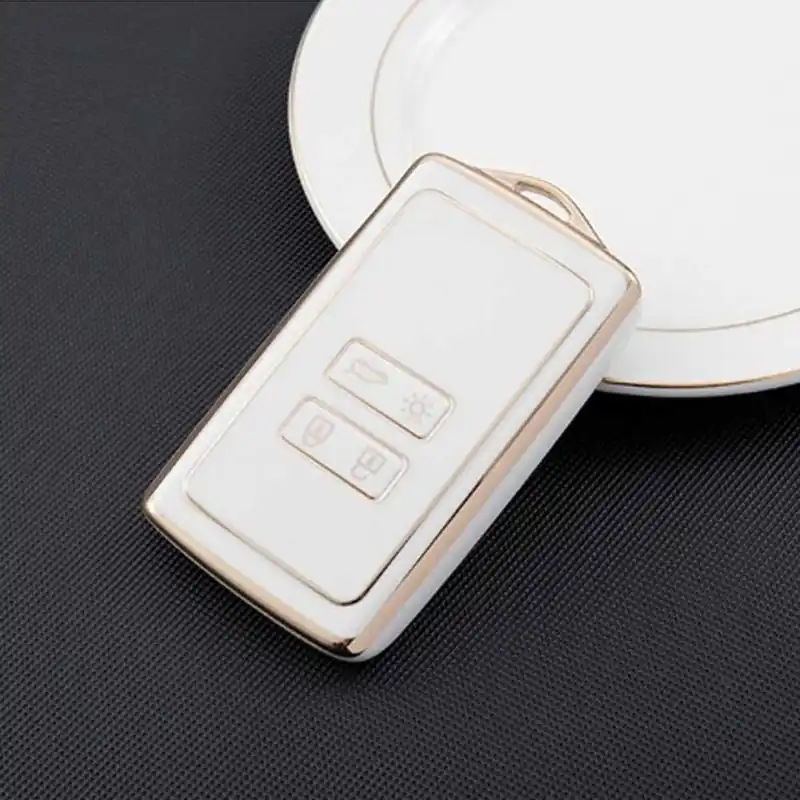 Biztonságos vásárlás Renault 4 gombos TPU kulcstok - Krémfehér