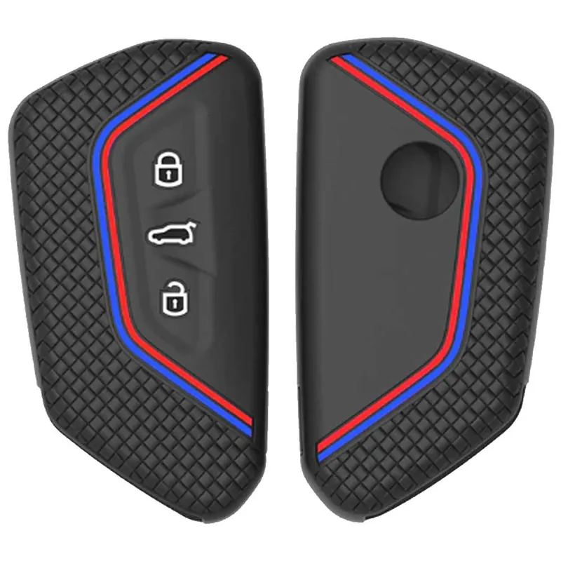 Ajánlat Seat kulcs szilikon tok 3 gombos Fekete-piros/kék