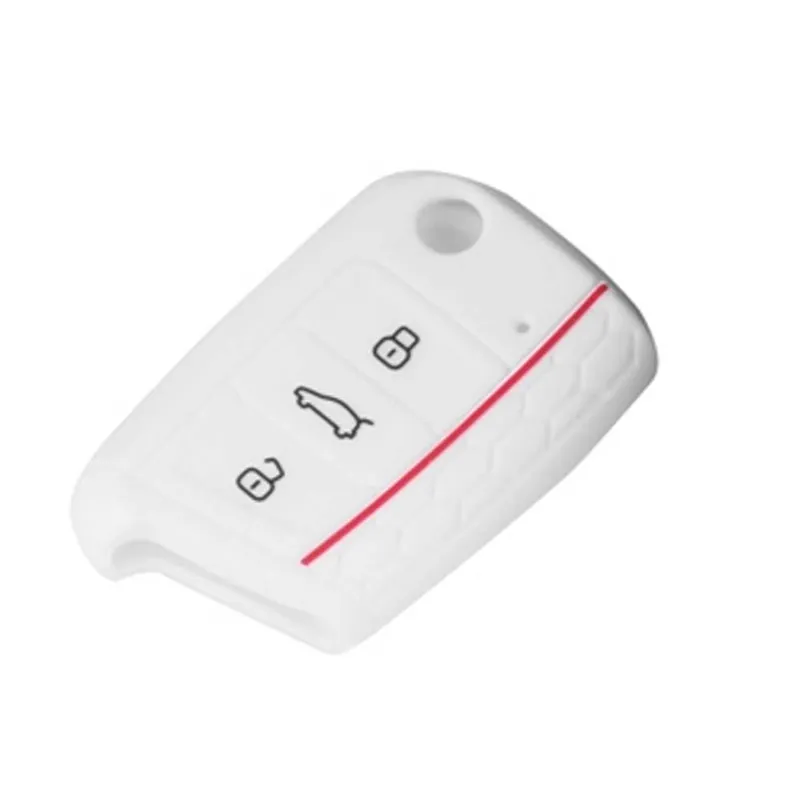 Skoda 3 gombos szilikon tok - Fehér Újdonság