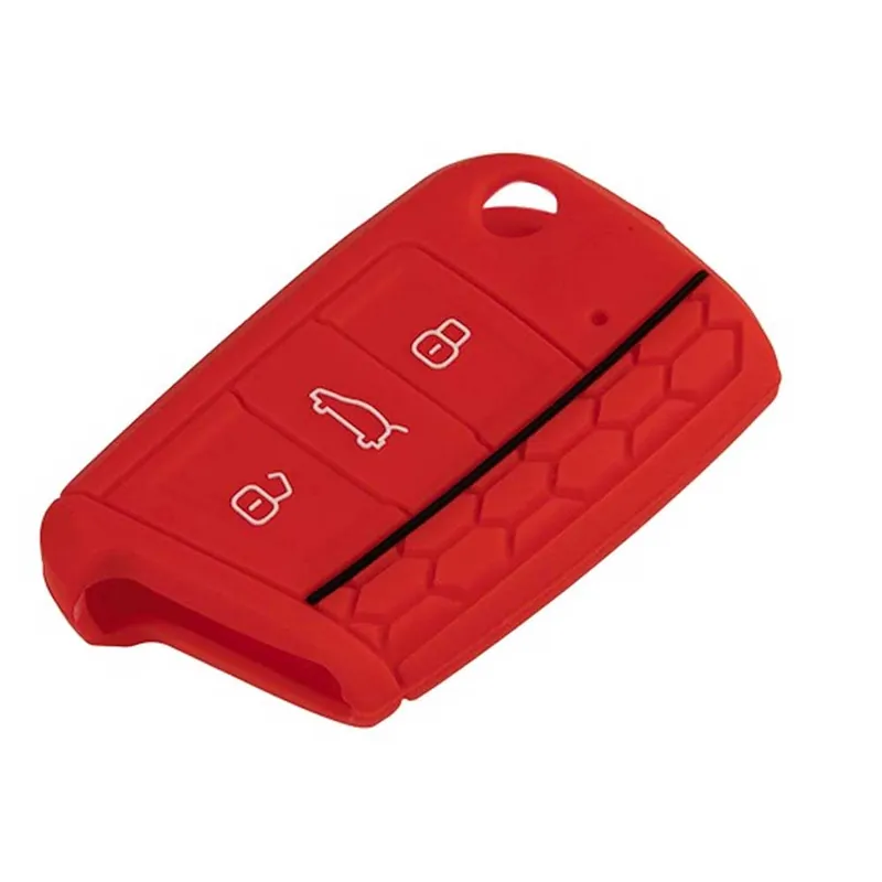 Újdonság Skoda 3 gombos szilikon tok - Piros