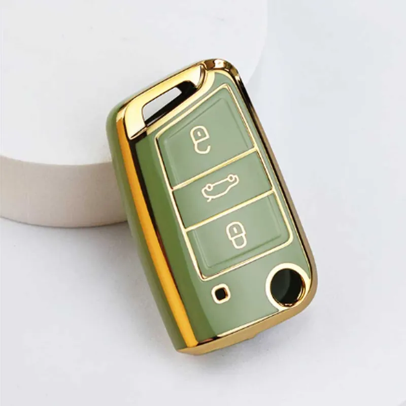 Ne maradj le Skoda 3 gombos TPU kulcstok - Zöld